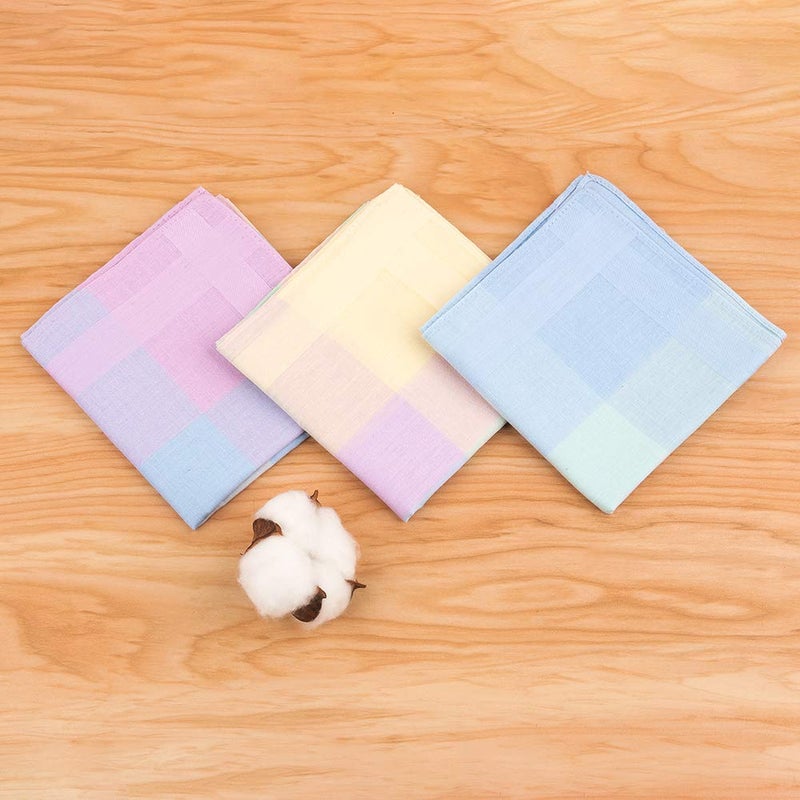 HOULIFE Handkerchiefs for Women, Soft Cotton Ladies Checkered Pattern Hankies with Stripe Candy Color 6/12PCS (Mixed 1-12 PCS) - Image 3